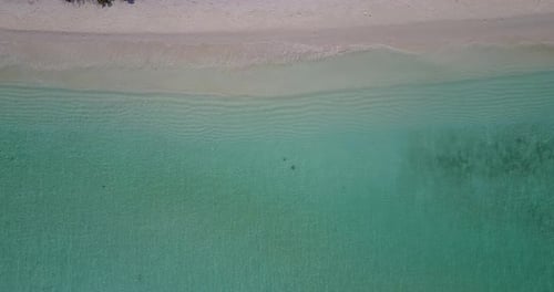Tropical above abstract shot of a summer white paradise sand beach and turquoise sea background in v