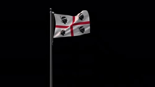 Corsica Flag Waving on Flagpole Animation