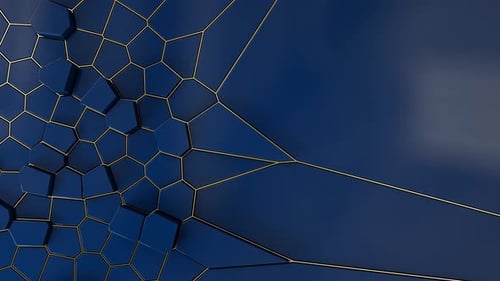 abstrakte Sendung Schwarzer Goldblauer abstrakter minimaler Loop-Hintergrund mit dunklen Bewegte Grafiken 4k