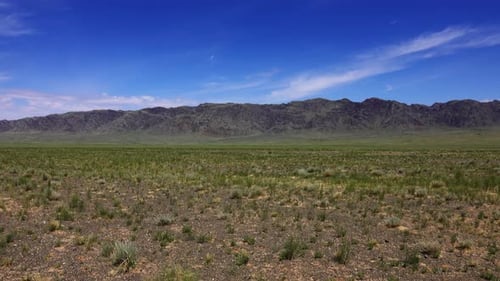 Panorama View of Mountains and Steppe