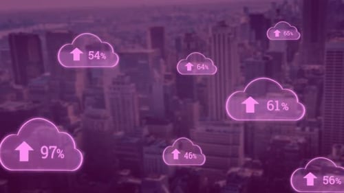 Animated Cloud Icons with Upload Progress Percentages