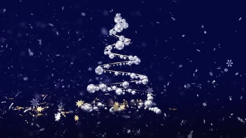 Elegant Christmas Tree Animation with Falling Snow and Stars