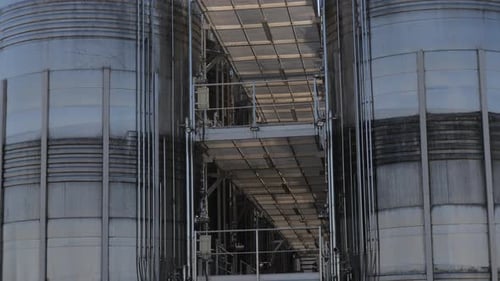 Plant for the Production of Wine. Stainless Steel Tanks. Winery.