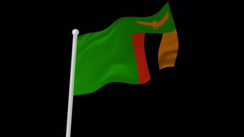 Animated Zambia National Flag Waving Loop