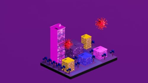 Isometrics about the state of the city being attacked by the Corona Pandemic