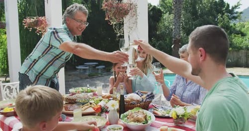 Family Gathering Outdoors Toasting Special Occasion