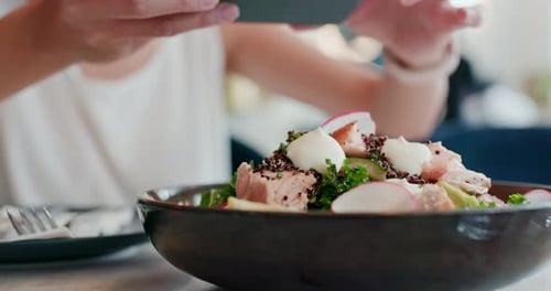 Woman Take Photo on Her Salad in Restaurant