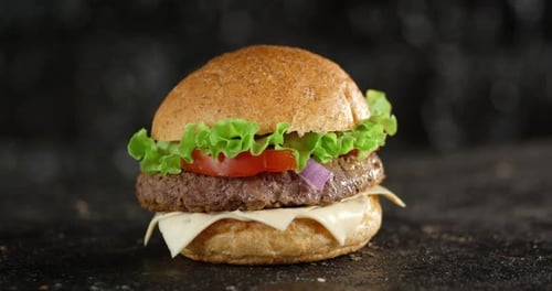 Burger with Lettuce, Tomato, Cheese and Beef Patty