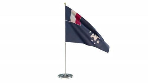 3D Render of French Southern and Antarctic Lands Desk Flag Waving