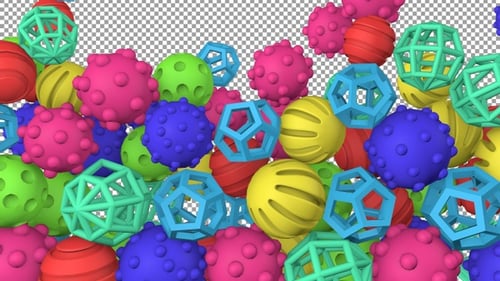 Colorful 3D Geometric Shapes Falling Overlay