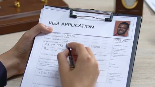 Embassy Worker Checking Visa Application Form, Working Immigration, Travel