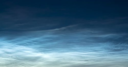 Ethereal Noctilucent Clouds at Night in Majestic Display