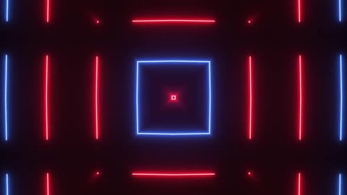 Abstract Geometric Neon Light Grid Loop Background