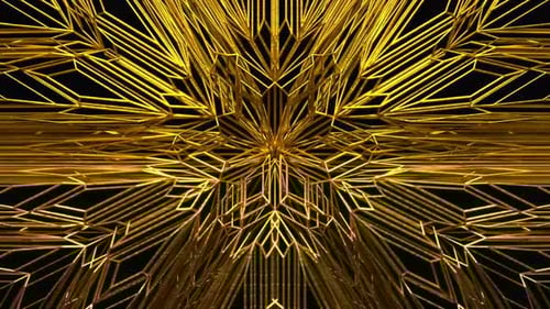 Abstract Golden Geometric Line Pattern Expanding Loop Background