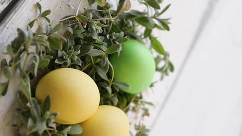 Decor of Easter Eggs in the Form of a Nest