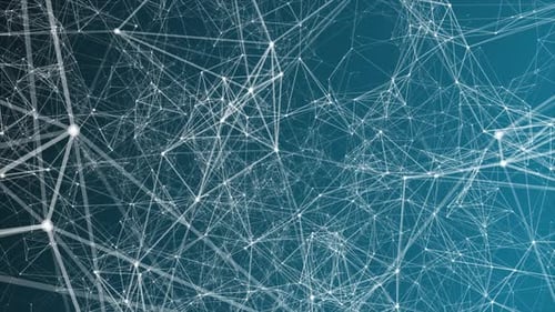 Fundo de alta tecnologia da Plexus Network, animação de loop de rede poligonal sobre fundo preto