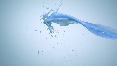 Graceful Blue Liquid Flowing on Light Blue Background