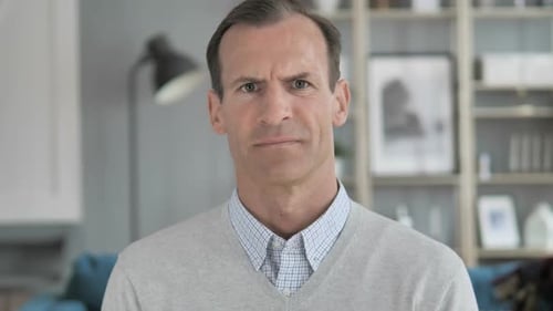 Adult Man Close Up Portrait Indoors