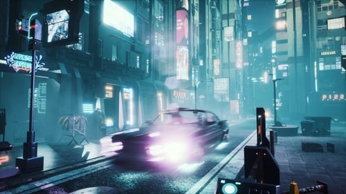 Fliegende Cyberpunk-Autos