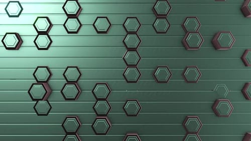 4K Red And Green Hexagonal Background