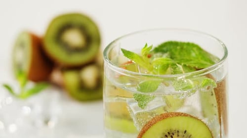 Close Up of Kiwi and Mint Drink