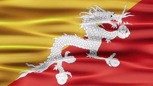 Drapeau du Bhoutan agitant