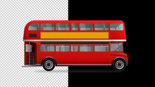 Animated Red Double Decker Bus Illustration