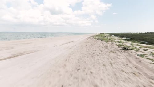 Vue aérienne de la plage tropicale de sable blanc