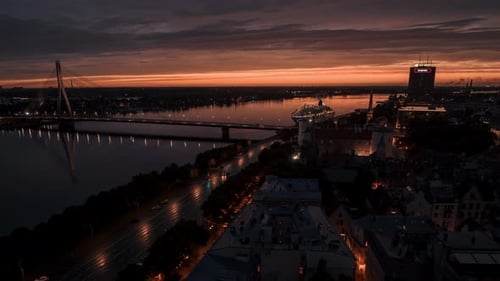Beautiful Old Town of Riga at Sunset