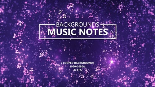 Abstract Swirling Music Notes and Sparkling Particles Background