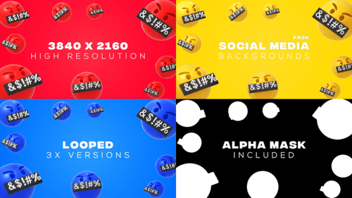 Angry Censored Emoji 3D Looping Social Media Background