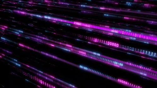 Transferência de dados de fibra de alta velocidade 5G 4G bits internet AI tecnologia de rede matriz de informações roxa