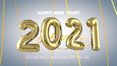 Golden 2021 Balloon Numbers New Year Celebration Animation