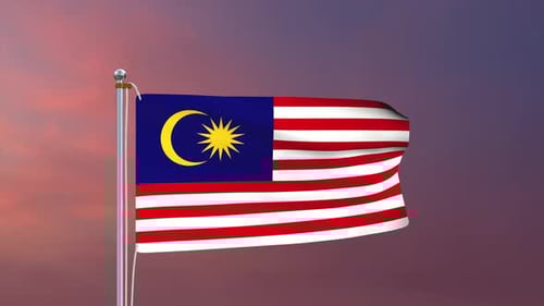 Malaysian Flag Waving Seamless Loop Animation