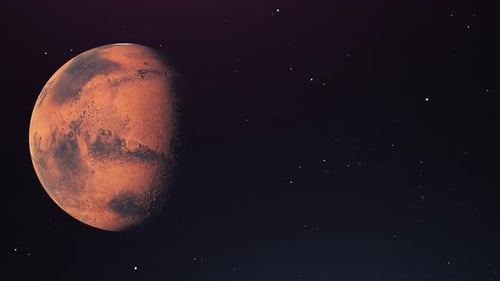 Rotating Red Planet Mars in Deep Space Seamless Loop