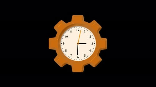 Animated Clock Gear Icon Indicating Time Progress