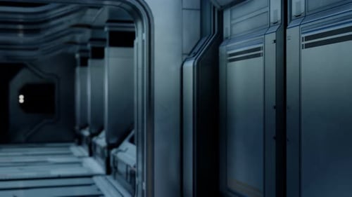 Futuristic Sci-Fi Space Corridor Fly-Through Background Animation