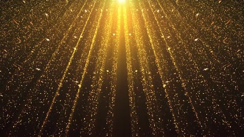 Elegant Golden Particle Rays and Twinkling Stars Background Loop