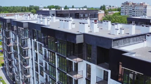 Aerial view of modern apartment buildings, exterior