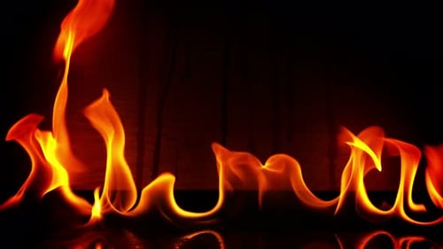 Fire Burning And Wooden Background 8