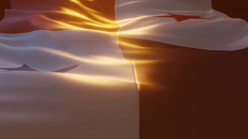 Realistic Waving Flag with Red Star Animation Loop