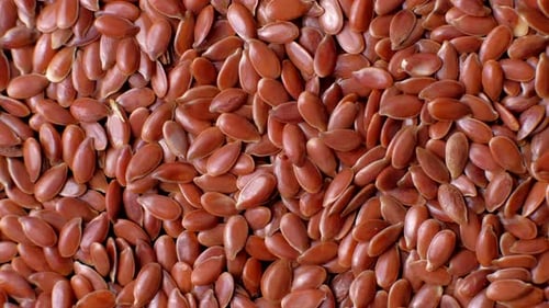 Close-Up of Pile of Brown Flax Seeds