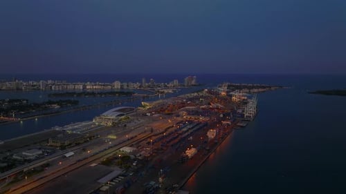 Evening Aerial View of Dodge Island in Sea Bay