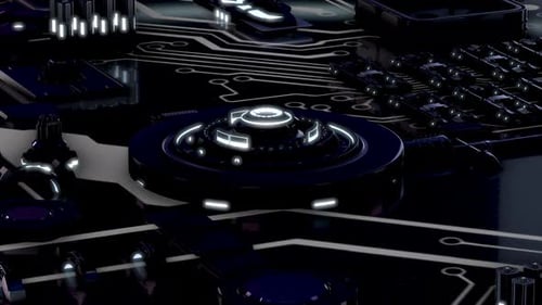 Detail of the circuit board with microchips