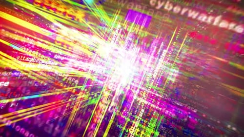Neon Cyberwarfare Digital Data Attack Animation
