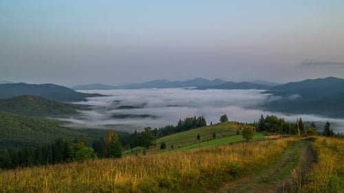 Foggy Mountain Vista at Sunrise