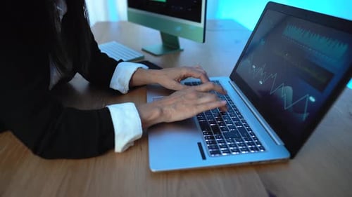 Business trader woman working on crypto currency markets with blockchain technology