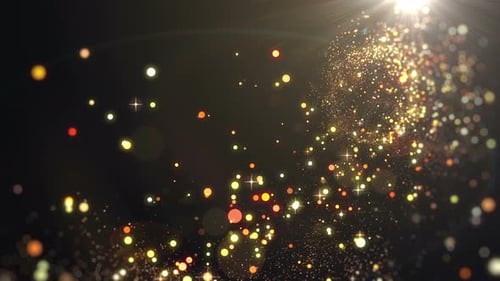 Golden Sparkling Particles Flowing Elegant Background