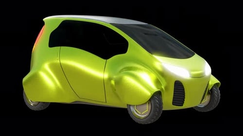 Yellow Ev Car turntable