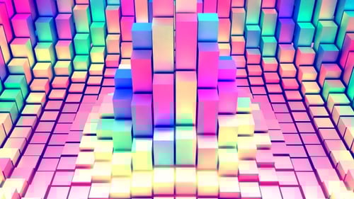Animated Colorful Cubes Grid Abstract Motion Background